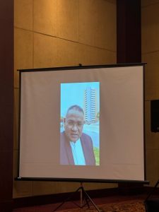 Teguh Santosa, Ketua Umum JMSI Pusat, memberikan ucapan selamat kepada Mohammad Sukri melalui pesan video dari Pyongyang, Korea Utara.